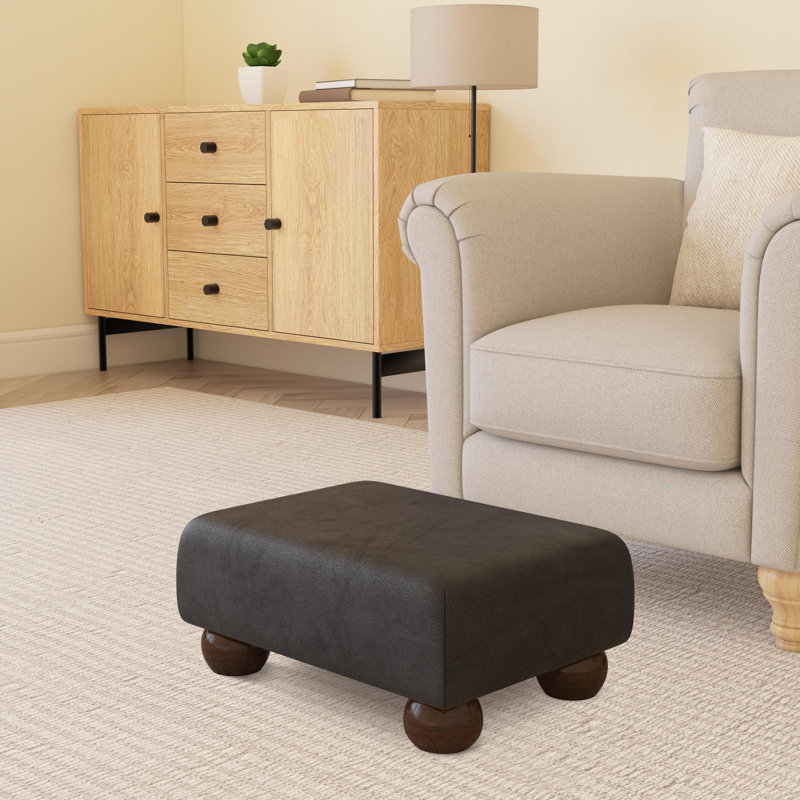 Collado Wood Bun Feet, Black, Mahogany, Style Leather