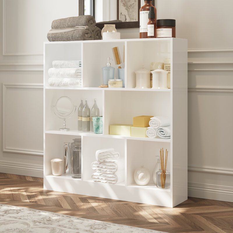 Bibliothèque cubique H 40,9 "Binegar, H 41 po x l 40 po x P 9,4 po, Blanc