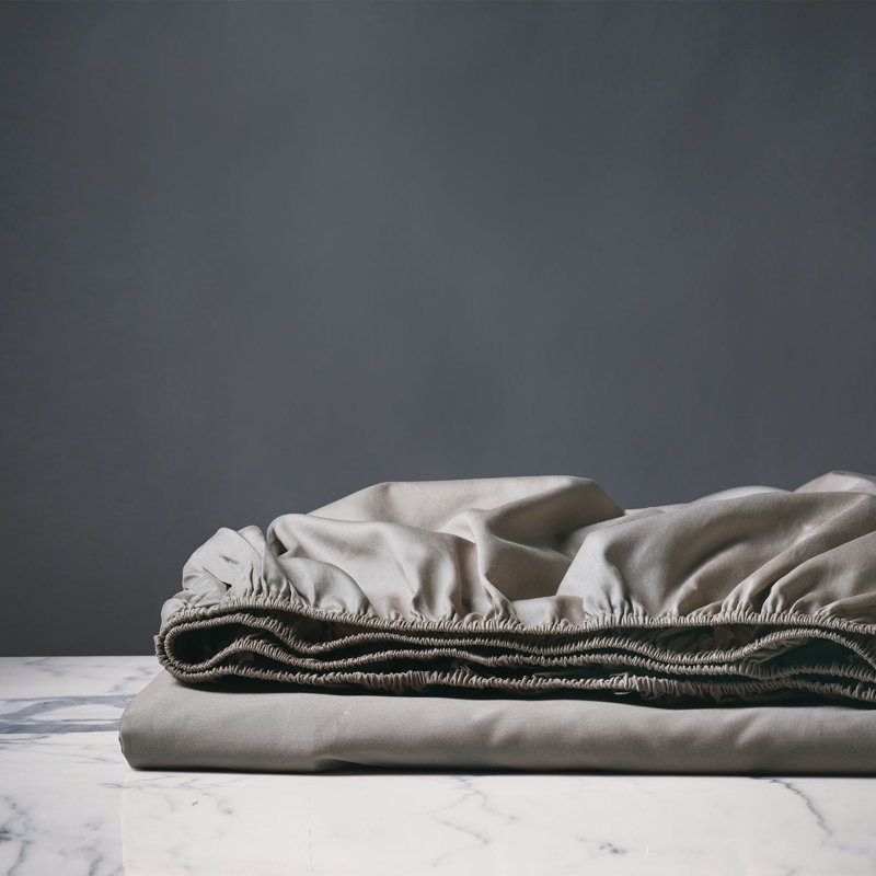 Deluca 100% Cotton Sateen Fitted Sheet, Fawn, Twin Fitted Sheet