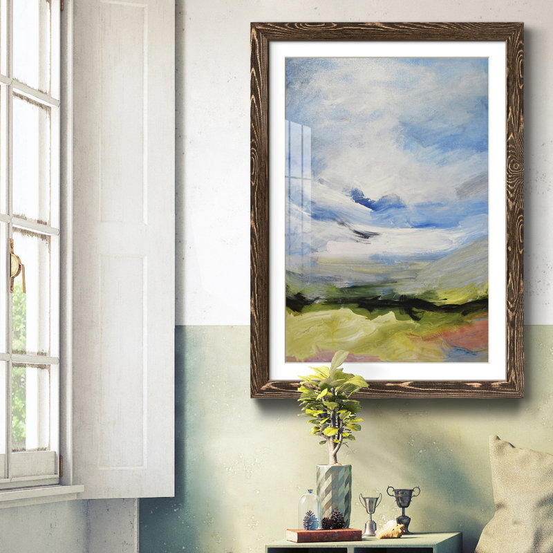 Autour des nuages Iv - impression de cadre photo sur papier, H 31 po x l 44 po x P 1 po, Noyer