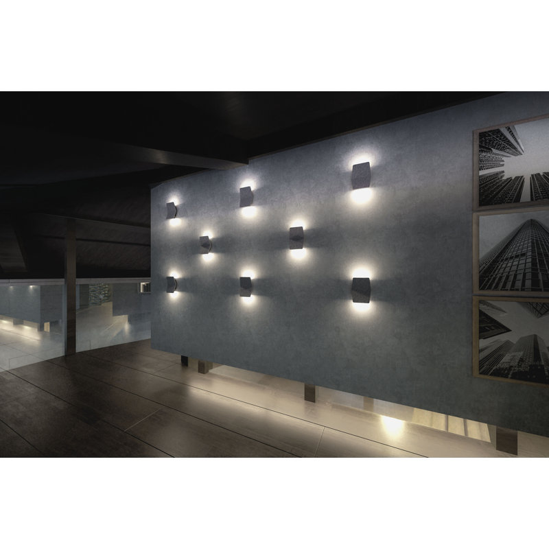 Hush LED Flush Mounted Sconce, 10.6" H x 9.1" W x 3.75" D, Dark Gray