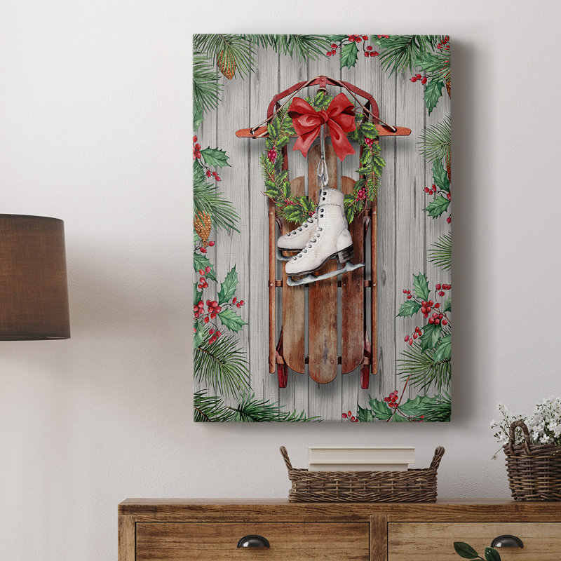 Traîneau et patins - galerie Cavas sur mesure, H 27 po x l 18 po