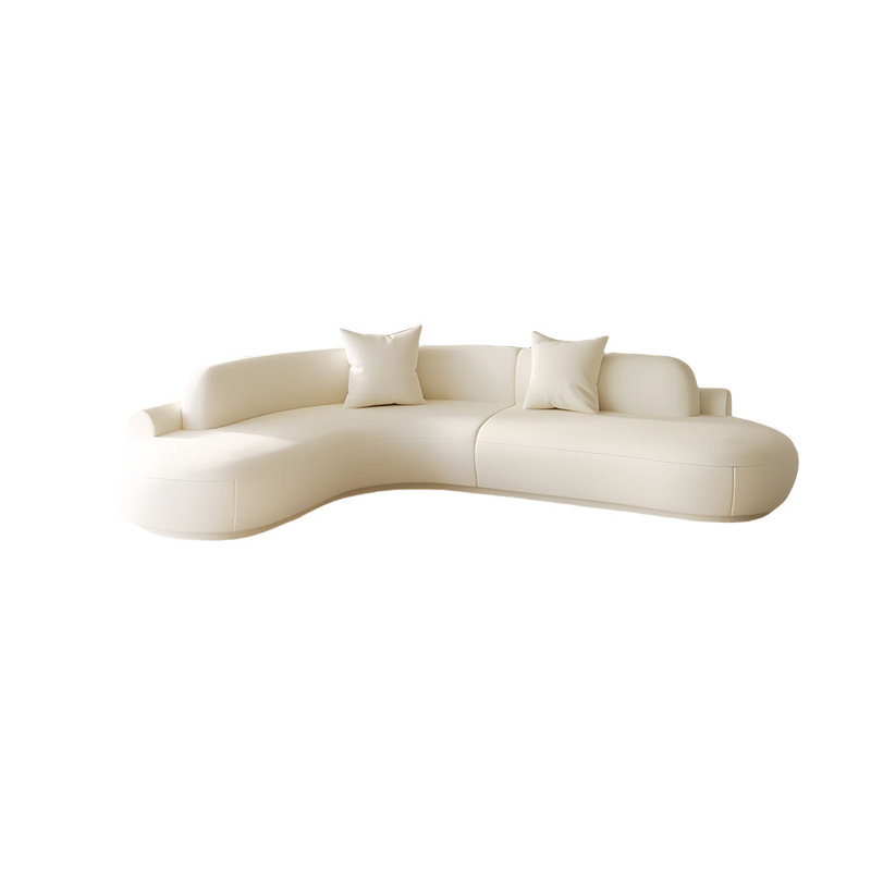 Canapé de coin courbé, H 27,56 po x l 149,61 po x P 102,36 po, 7, Blanc cassé