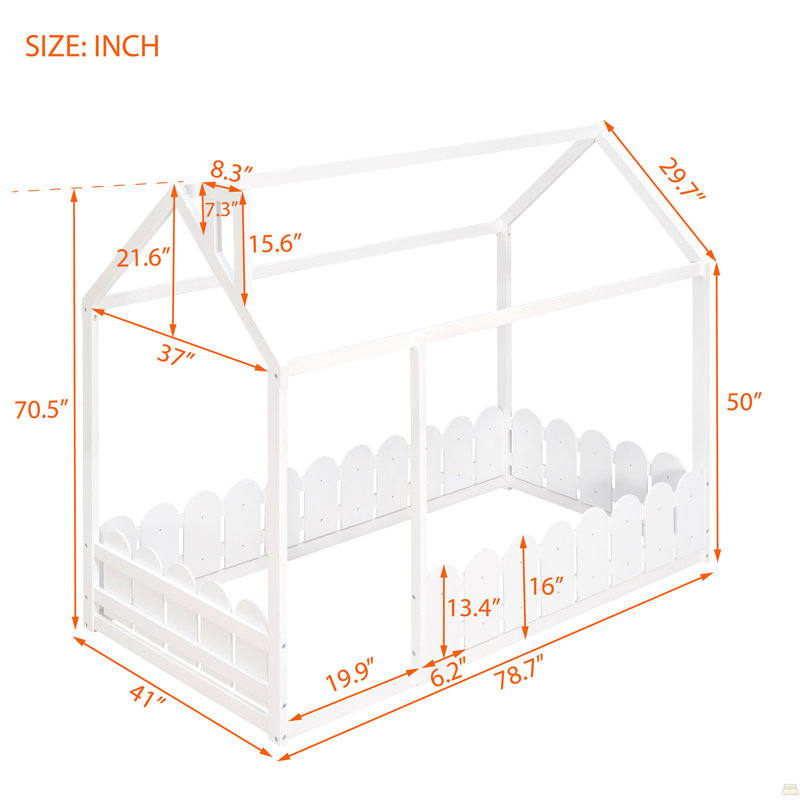 {Les lattes ne sont pas incluses} Structure de lit simple en bois avec clôture, Lit simple