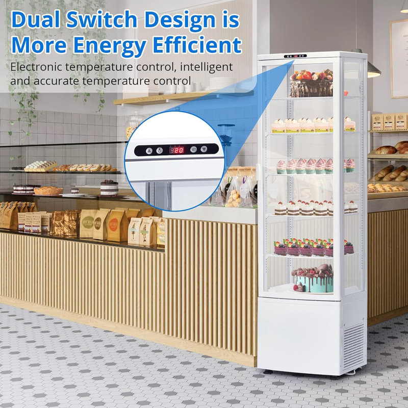 9.8 Cu Ft Commercial Display Refrigerator, Glass Door Beverage Fridge with LED