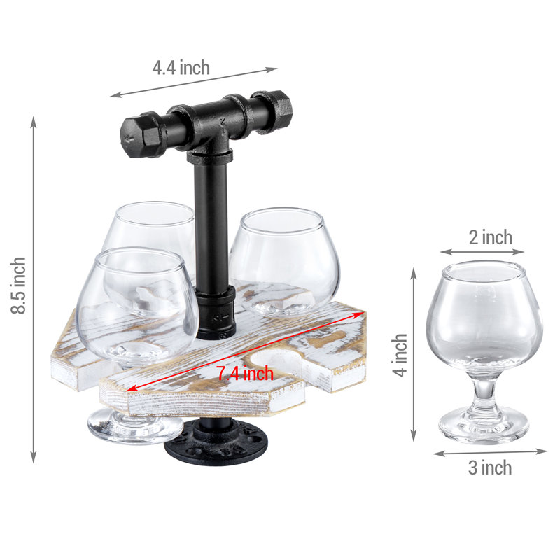 4 Piece 177ml Glass Snifter Set, White/Black