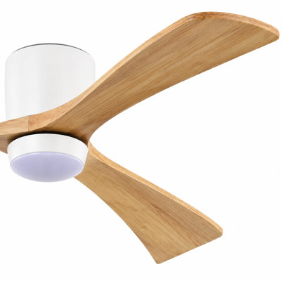 52" 3 - Blade LED Standard Flush Mount Ceiling Fan with Remote Control and Light Kit Included