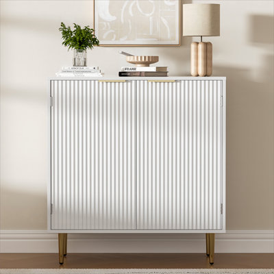 Buffet Sideboard Cabinet With 2 Doors, Modern Kitchen Cabinet With Golden Handles & Legs, Adjustable Shelf, Accent Coffee Bar Storage Sideboard For Ki by Mercer41
