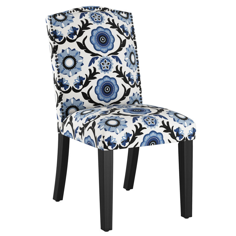 Chaise en coton Azzurro, Bois noir, Vigne multicolore Avery