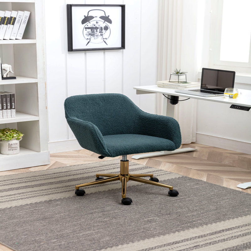 Chaise de bureau verte en tissu Teddy, Vert