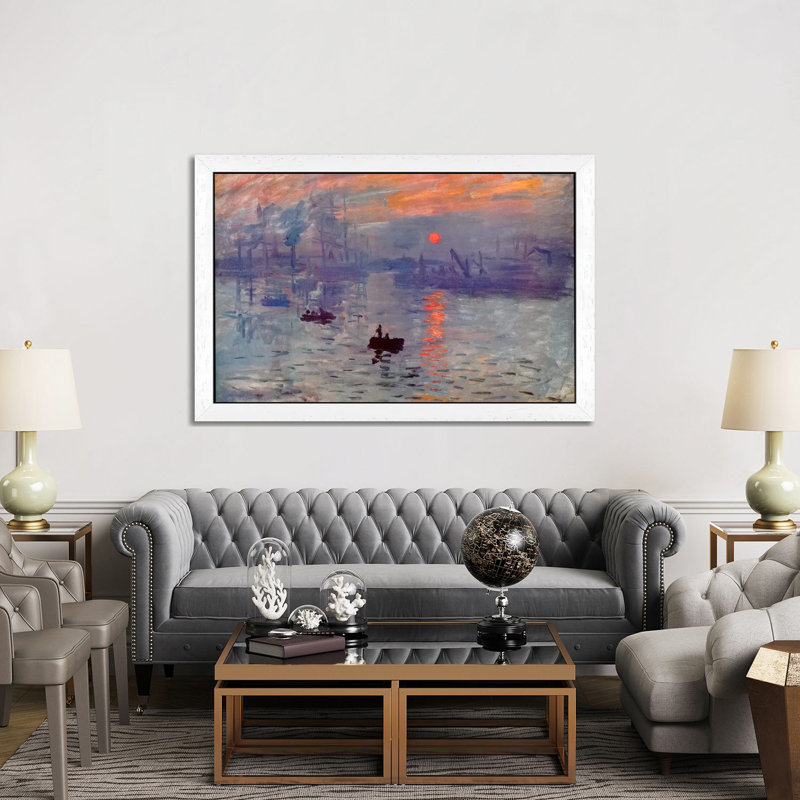 Sunrise Impression by Claude Monet - Painting on Canvas, White Framed, 152.5 cm H x 101.5 cm W