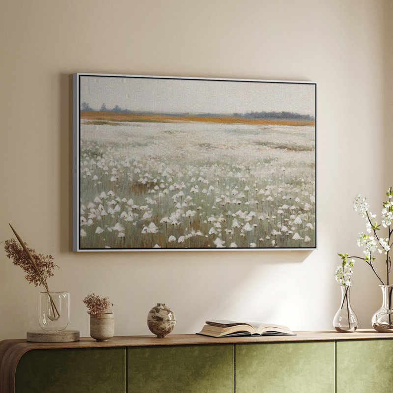 Paysage rétro -XVII, Toile encadrée flottée blanche, H 17 po x l 25 po x P 2 po