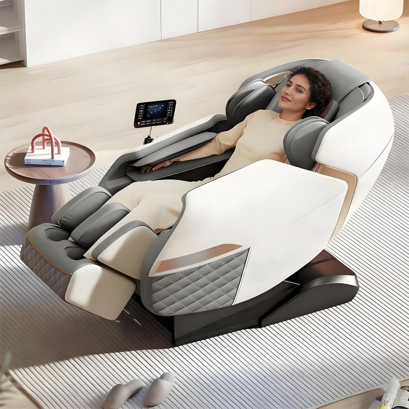 Fauteuil de massage électrique multifonctionnel gris et blanc