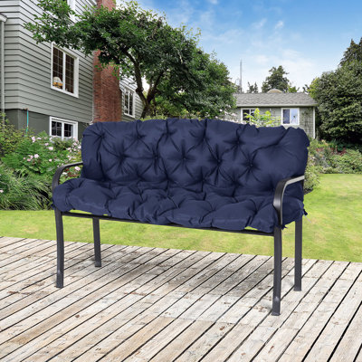 Coussins de banc capitonnés bleu foncé pour mobilier d'extérieur