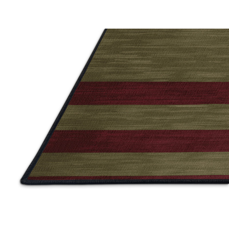 Tapis brun à rayures horizontales lavable à la machine, Tapis de couloir 2 pi x 4 pi
