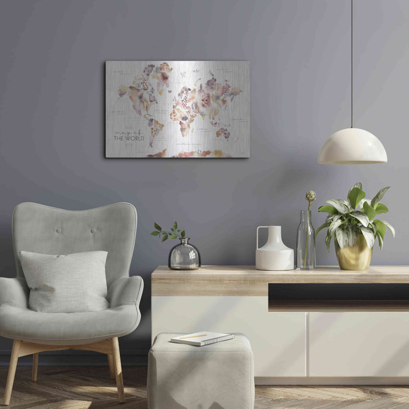 «Desert Blooms Map» par Laura Marshall, art mural en métal, H 16 po x l 24 po