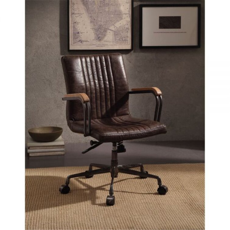 17 Stories Demarest Genuine Leather Task Chair & Reviews | Wayfair