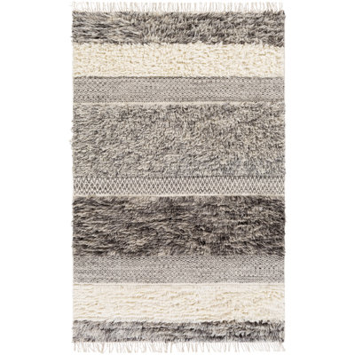 Catalina Cream Gray Flatweave Striped Wool Rug