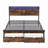Metal Platform Bed Frame With Wooden Headboard And With Footboard USB,Charging Station,2 Drawers,Storage, LED Lights, No Box Spring Needed-1082913288
