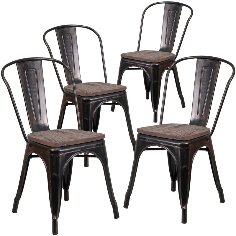 Chaise empilable Ketchum, Noir / Doré antique