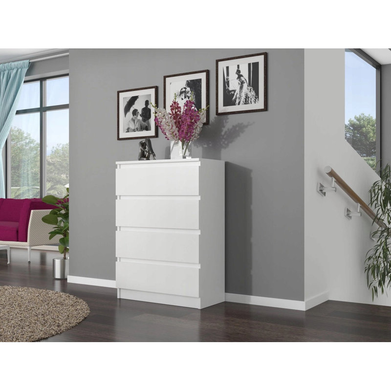 Aobh 70cm W 4 - Drawer Chest of Drawers, Highgloss Sand Grey