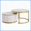 Modern 2-Piece Nesting Coffee Table with Storage Drawers, Space-Saving Gold Accent for Living Room