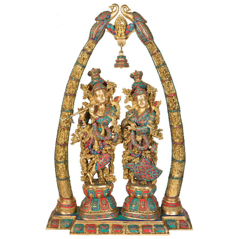 Grande taille Radha Krishna avec arche montrant Krishna Leela