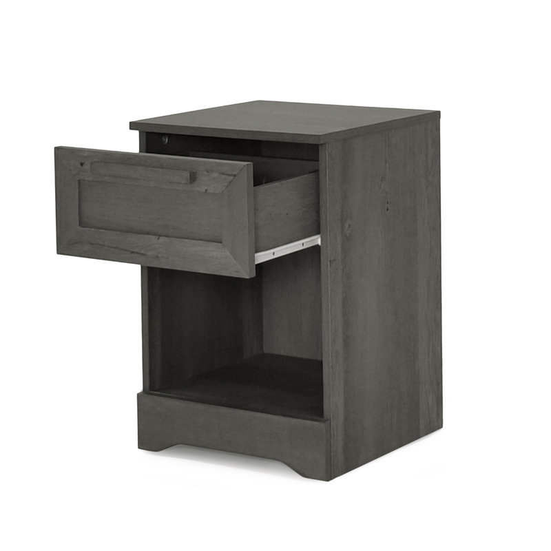 Table de chevet en bois manufacturé Evelynn, gris, Individuel