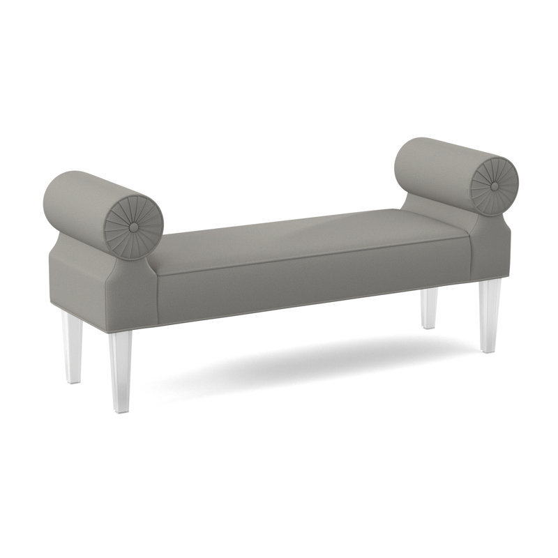 Ava Upholstered Chevron and Geometric Bench, Fizz Ivory 100% Polyester
