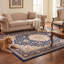 Tapis traditionnel persan avec médaillon, style Pasture, bleu marine, ivoire, or, vert et rose, lavable à la machine, antidérapant, à poils courts, pour l'intérieur et l'extérieur, adapté aux animaux domestiques, idéal pour le salon, la chambre, la salle à manger, l'entrée, le couloir ou le bureau.-565084211