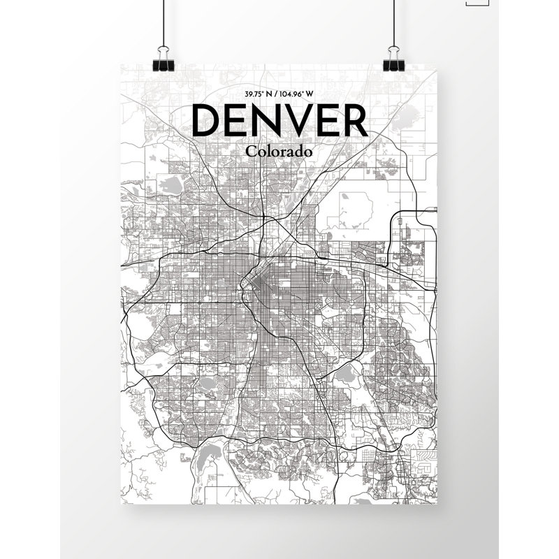 Denver City Map - No Frame Print, 70cm H x 50cm W x 0.13cm D