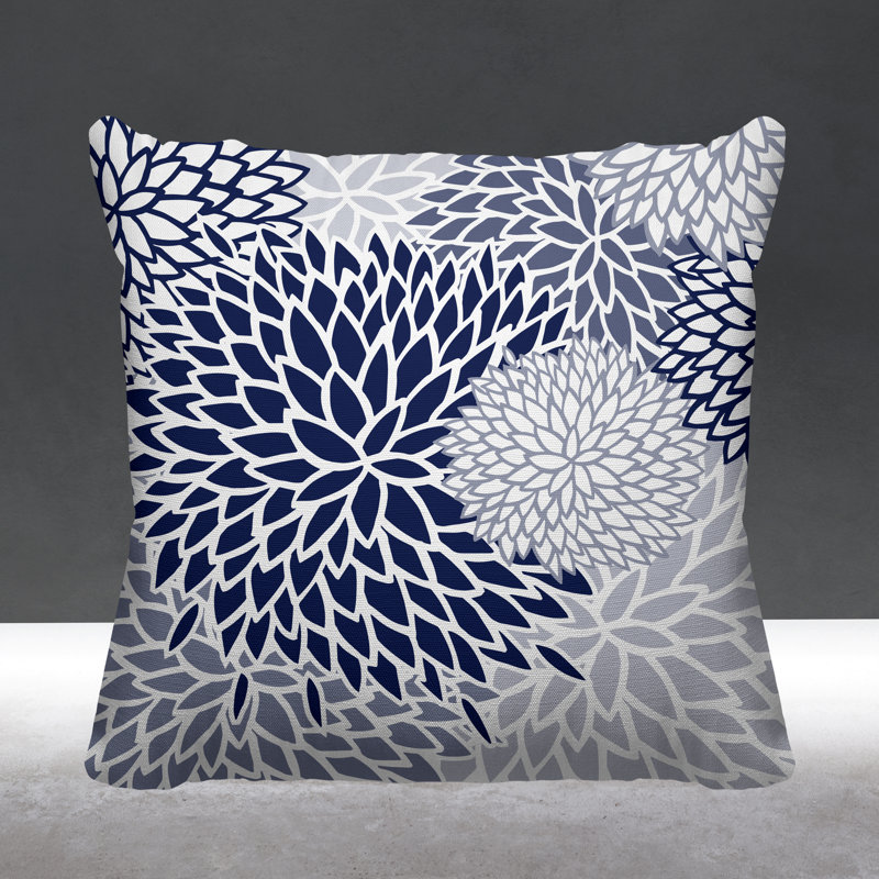 Arlo Outdoor Reversible Throw Pillow, 15W" x 15H", Navy Blue