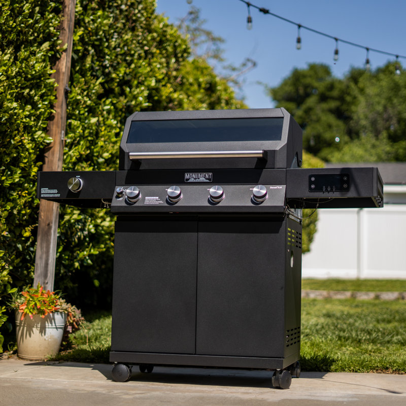 Barbecue au propane à 4 brûleurs avec rôtissoire à 4 brûleurs et grille-pain noir