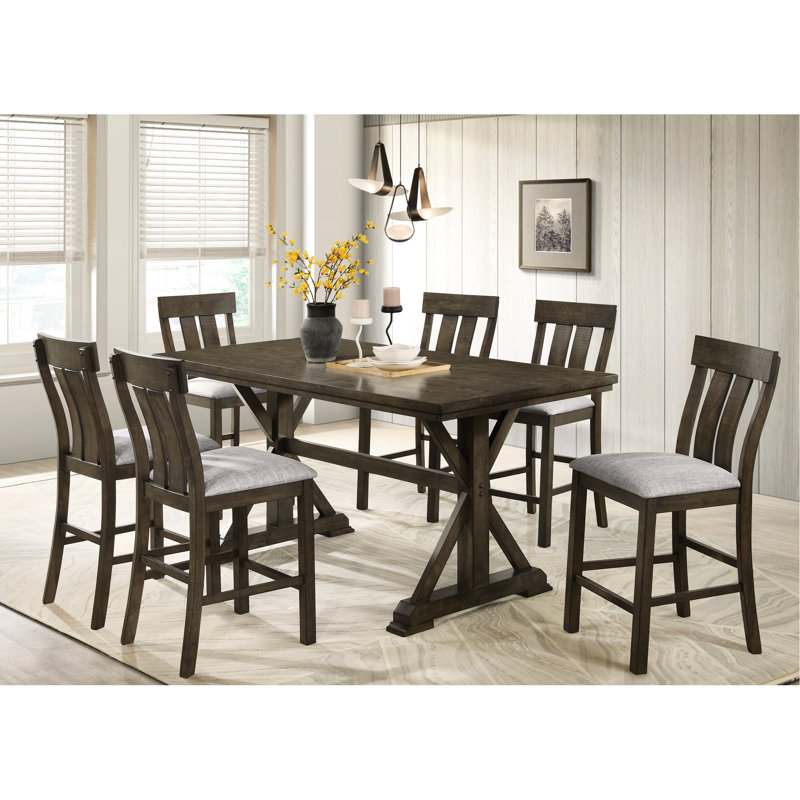 Chaises de salle à manger rembourrées brun rustique 2pc