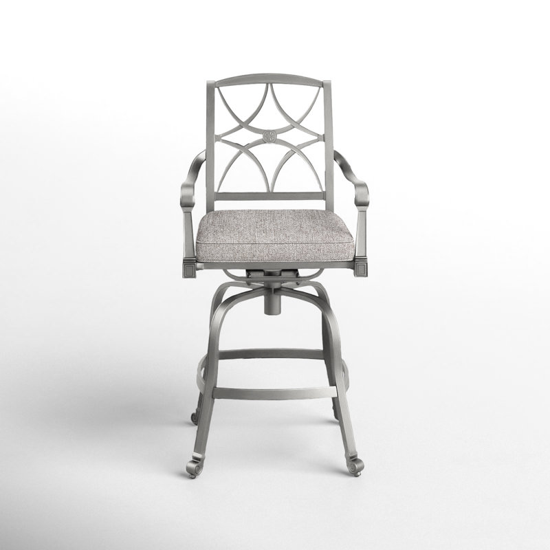 Wiltshire Outdoor Swivel Bar Stool, Canvas Spa Sunbrella® Canvas, Pewter, 30.25"