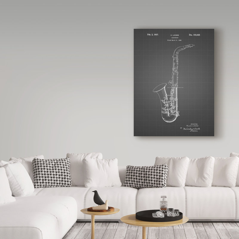 «Conn a Melody Saxophone» par Manilo, reproduction d'art sur toile tendue, H 32 po x l 24 po