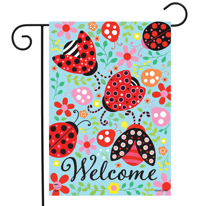 Patterned Ladybugs Garden Flag