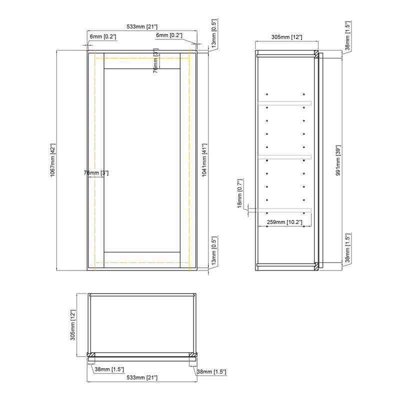 Armoire de cuisine en bois massif prête à assembler, White, H 36 po x l 9 po x P 12 po