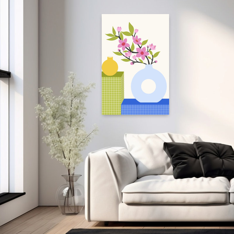 Art contemporain fleur contemporaine, H 36 po x l 24 po