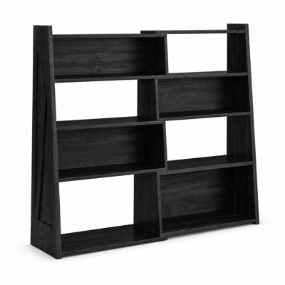 Convertible Modular 4-Tier Bookcase with Open Storage Shelves (Black)
