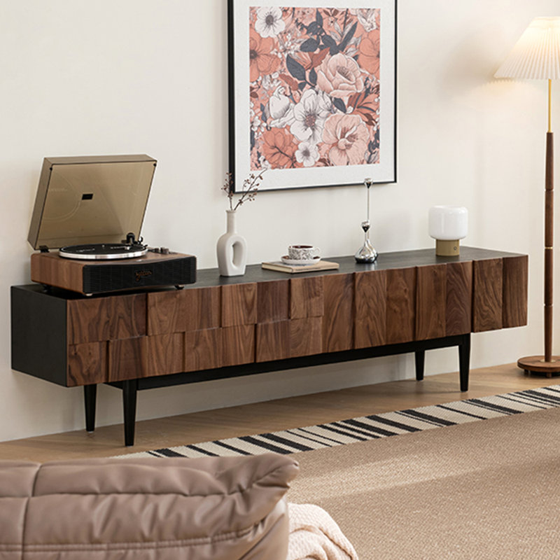 Wabi-sabi simple retro solid wood TV cabinet, 82.67"