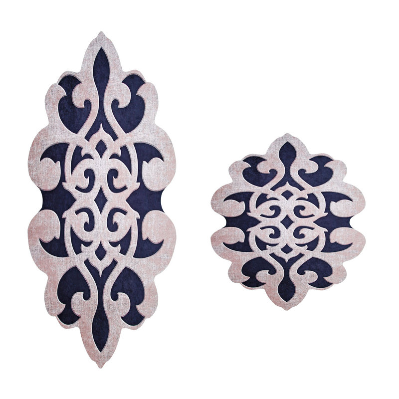 Luxurious Bathmat Set (2 Pieces), Pink & Navy Blue | 100% Polyester, 1.6 lbs/yd², 0.4 in Pile Height | Non-Slip, Antibacterial, Machine Washable | Large Bathmat: 19.7 x 23.6 in, Medium Bathmat: 23.6 x 39.4 in | Perfect for Stylish Bathrooms