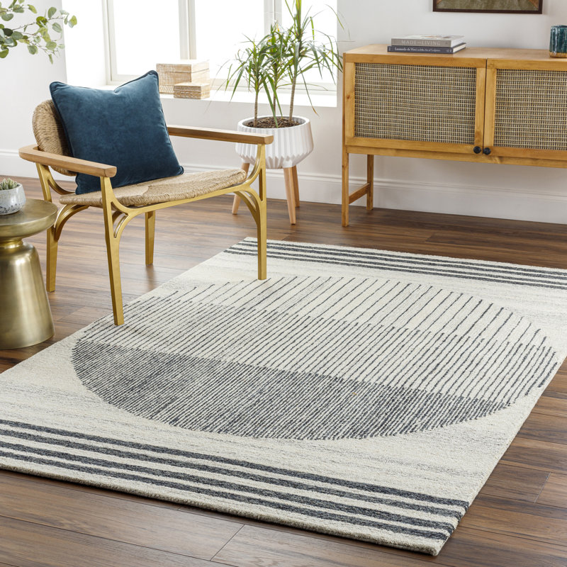 Tapis beige / noir en laine touffeté à la main Uptown, Rectangle 4 pi x 6 pi