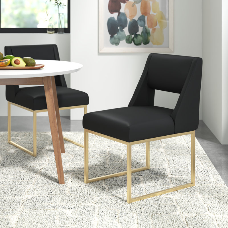 Stefania Faux Leather Dining Chair, Black Vegan Leather
