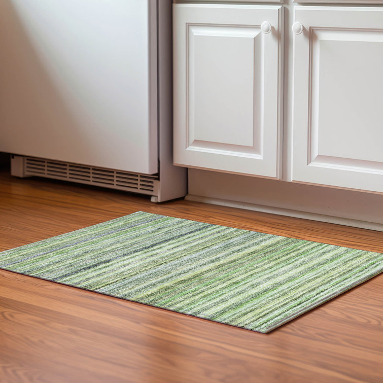 Premium Machine Washable Cerrito AMF598 Green Runner Rug