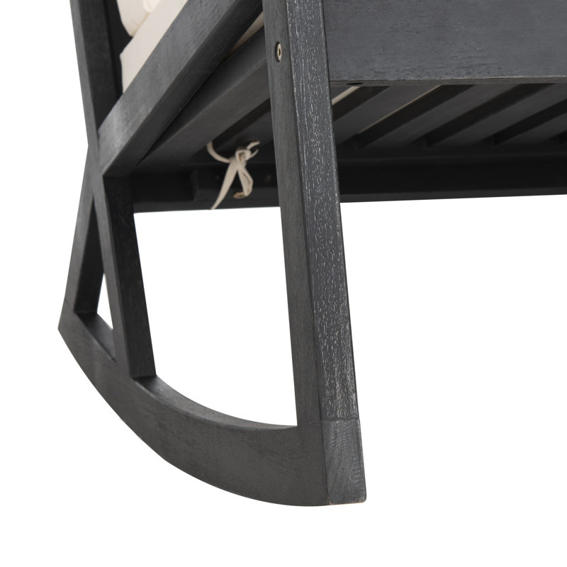 Chaise berçante de patio Cormach Mathew, Noir, Beige