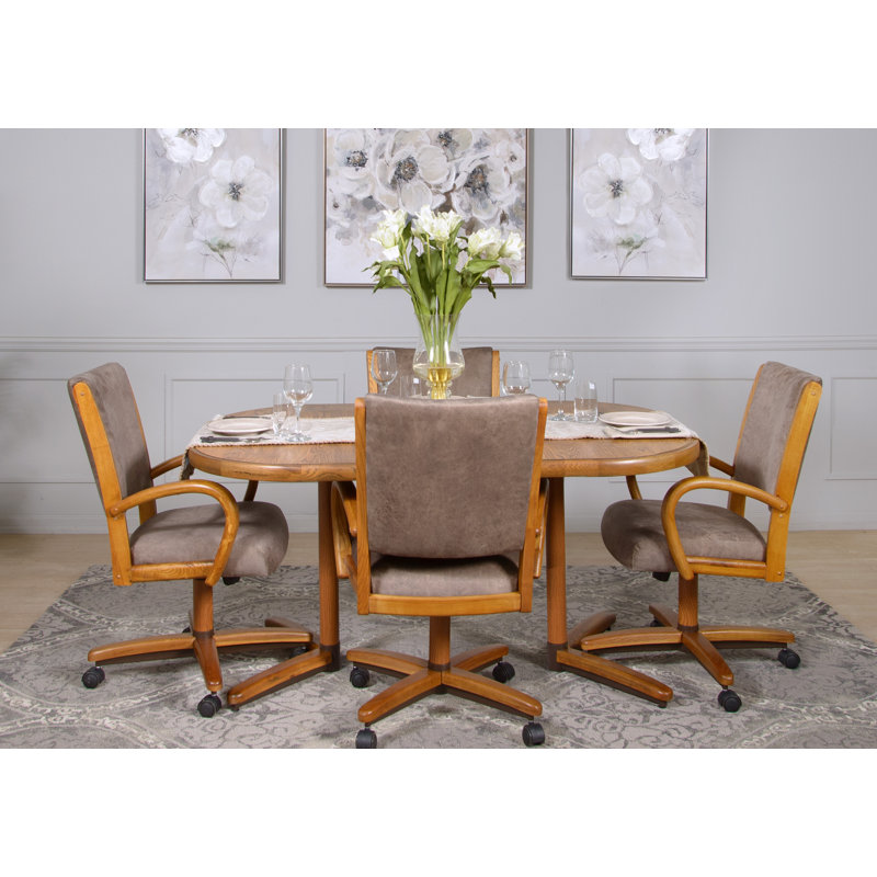 Chromecraft 4 - Person Extendable Solid Wood Top Double Pedestal Dining Set