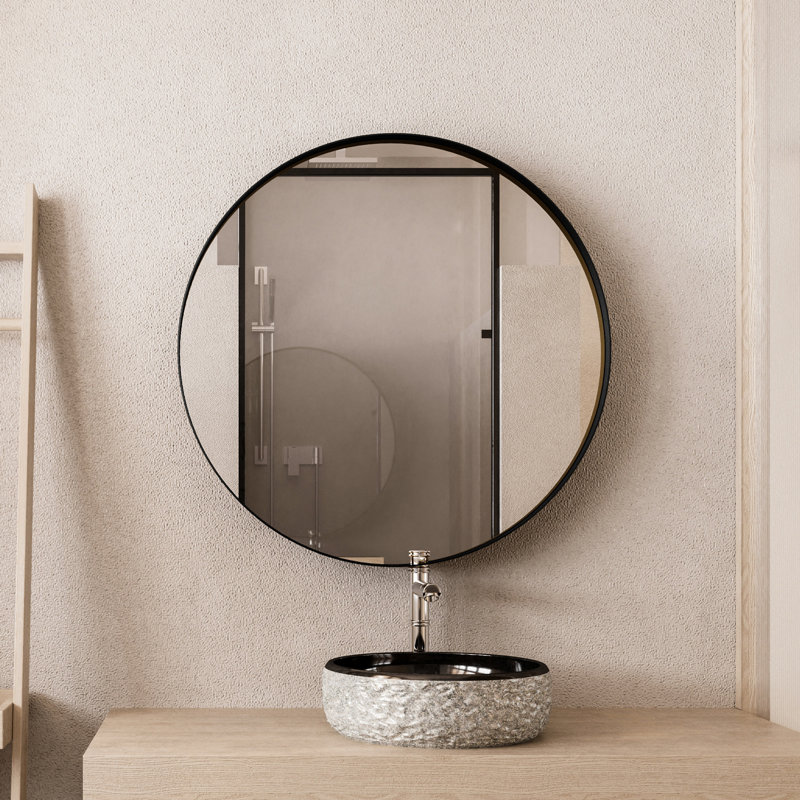 Armoire de salle de bain en métal noir mat avec miroir de 31,5 po et tablettes réglables de 31,5 po, finition séduisante