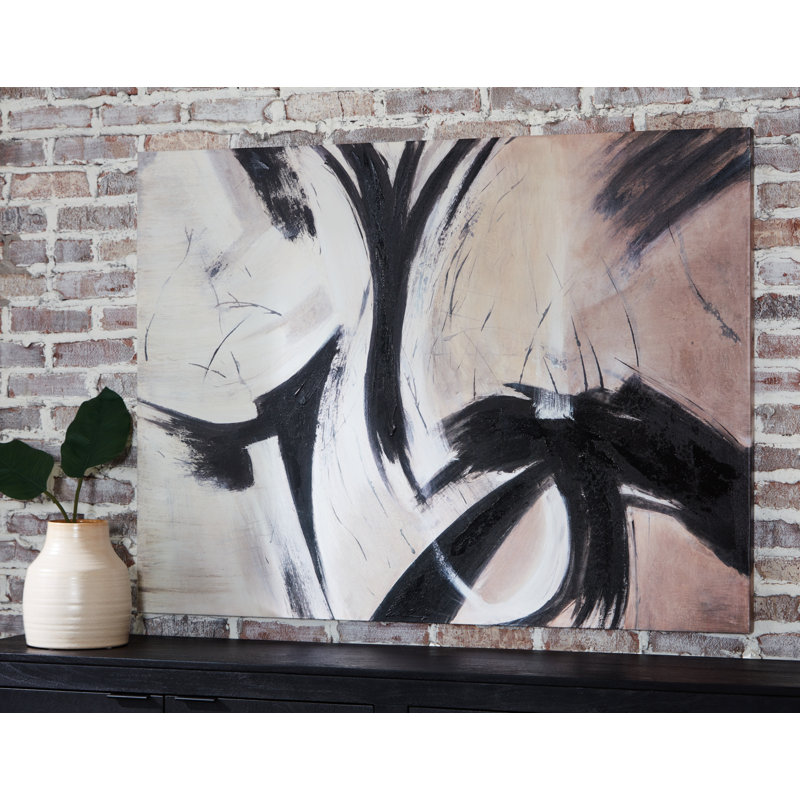 Large Abstract Black and Brown Canvas Wall Art