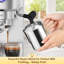 Machine à café expresso compacte de 20 bars avec mousseur à lait, cafetière en acier inoxydable, réservoir d'eau amovible de 1 litre, chauffe-tasses, fonction autonettoyante, couleur argent.